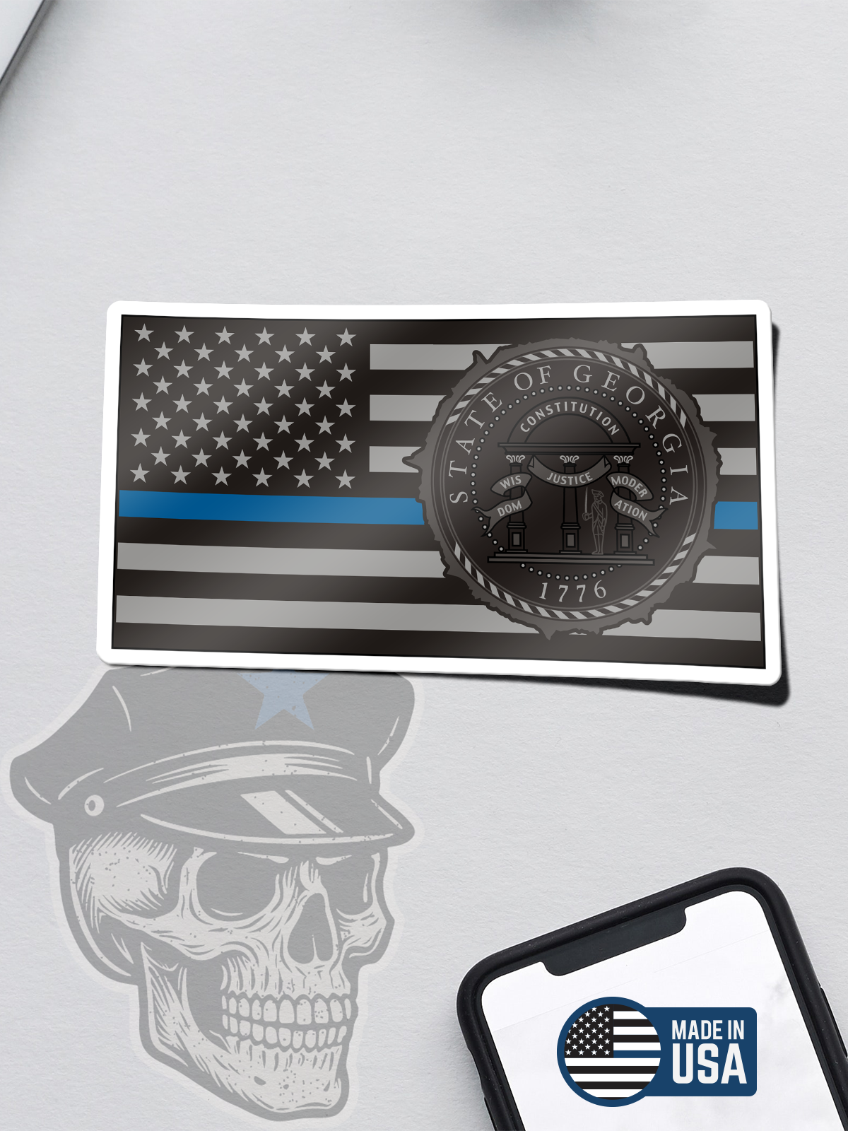 Georgia Thin Blue Line Flag (State Seal) Sticker